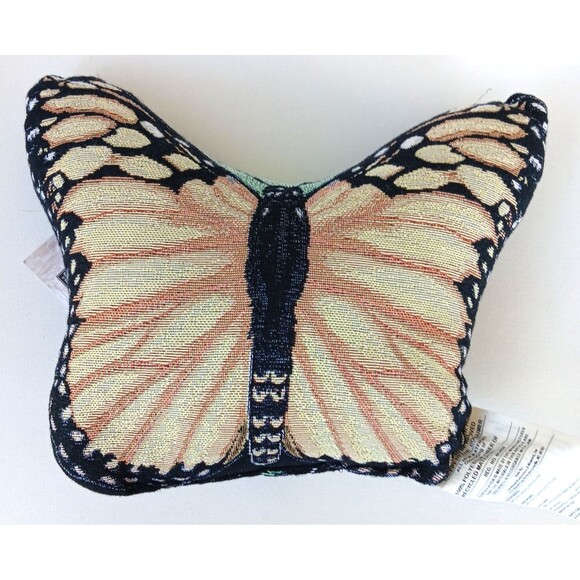 Manual Woodworkers and Weavers Yellow Butterfly Pillow Tapestry Jacquard - Picture 2 of 7